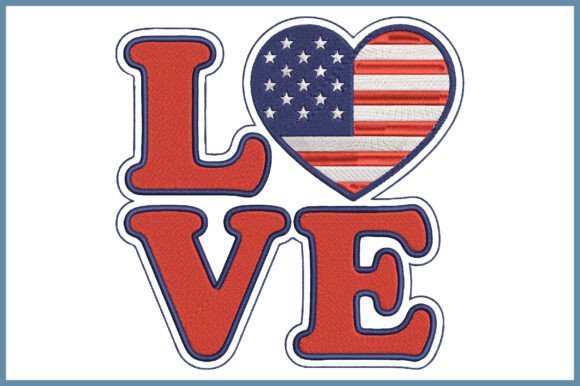 Download 4th of July Love Embroidery Design - Love embroidery Collection