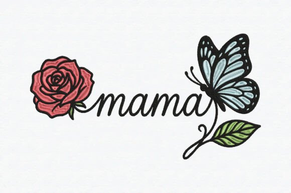 Download Mama Embroidery Design Rose &amp; Butterfly - Rose Collection