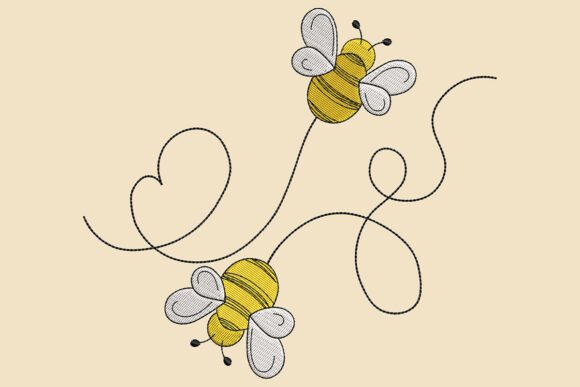 Download Honey Bee Love Embroidery Design - Love embroidery Collection