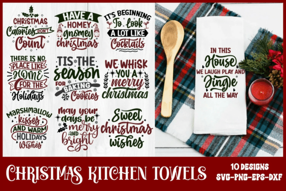 Download Christmas Kitchen Towels SVG Bundle - Towels Collection