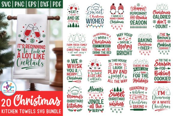 Download Christmas Kitchen Towels SVG Bundle - Towels Collection