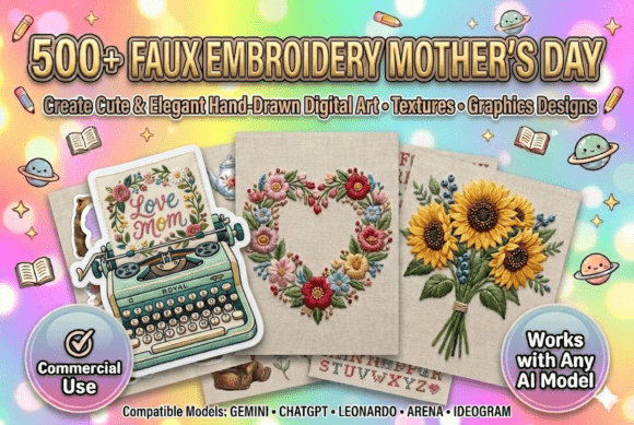 Download 500 Faux Embroidery Mother's Day Prompts - Mother Collection