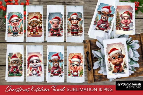 Download Christmas Kitchen Towels PNG Bundle - Towels Collection