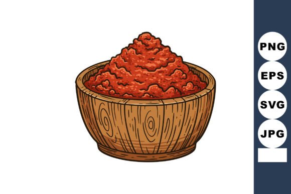Download Red Chili Powder in Wooden Bowl Hand Dra - Hand Collection